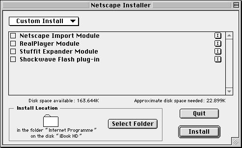 Beim "Custom Install" kann man die Installation einiger 
Komponenten abschalten.